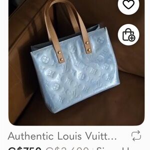 Louis Vuitton Light Blue Patent Monogram Tote with Tan Handles